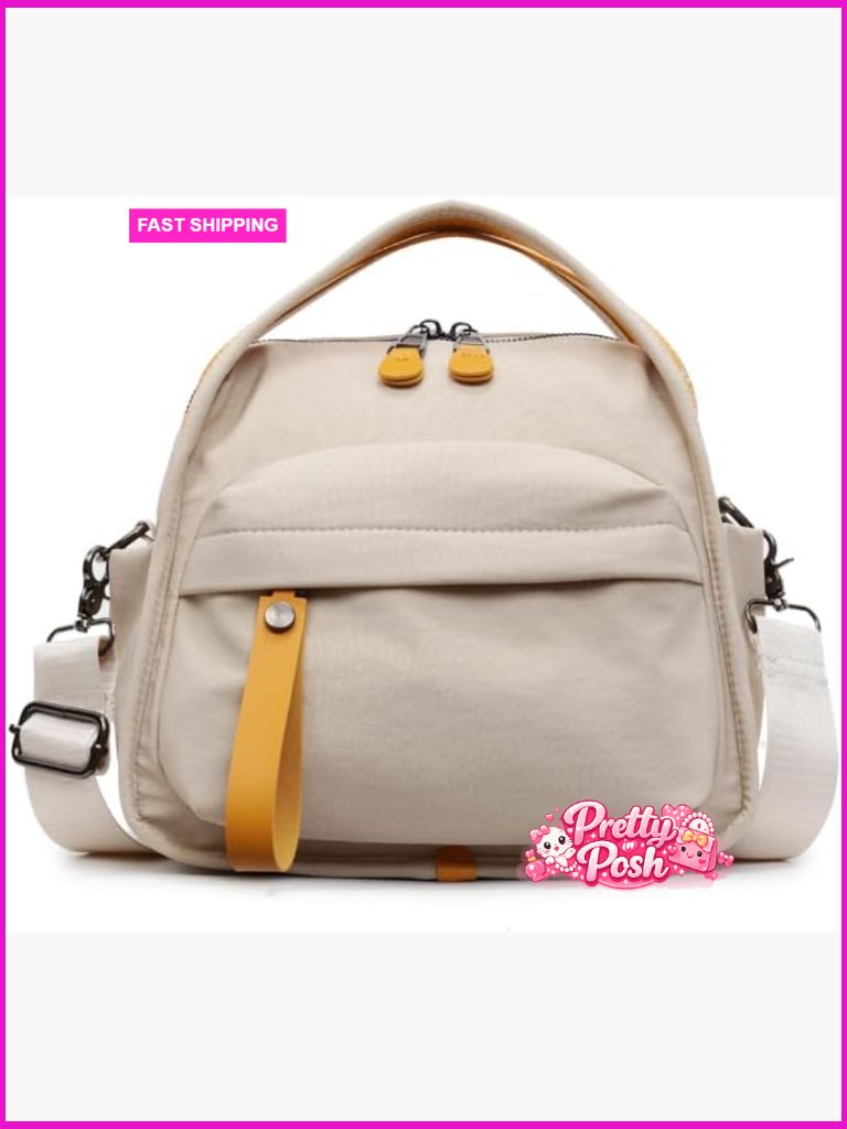 Nylon Soft Crossbody Bag With Top Handle Adjustable Shoulder Strap Square Purse